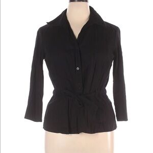 Charter CLUB black cotton top with tie. Size 14
